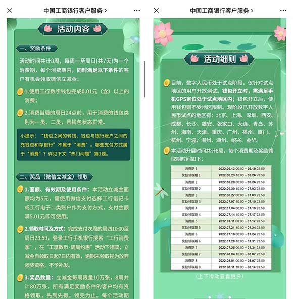 工行数字人民币每周消费1分领5元微信立减金 可领7周-全民淘