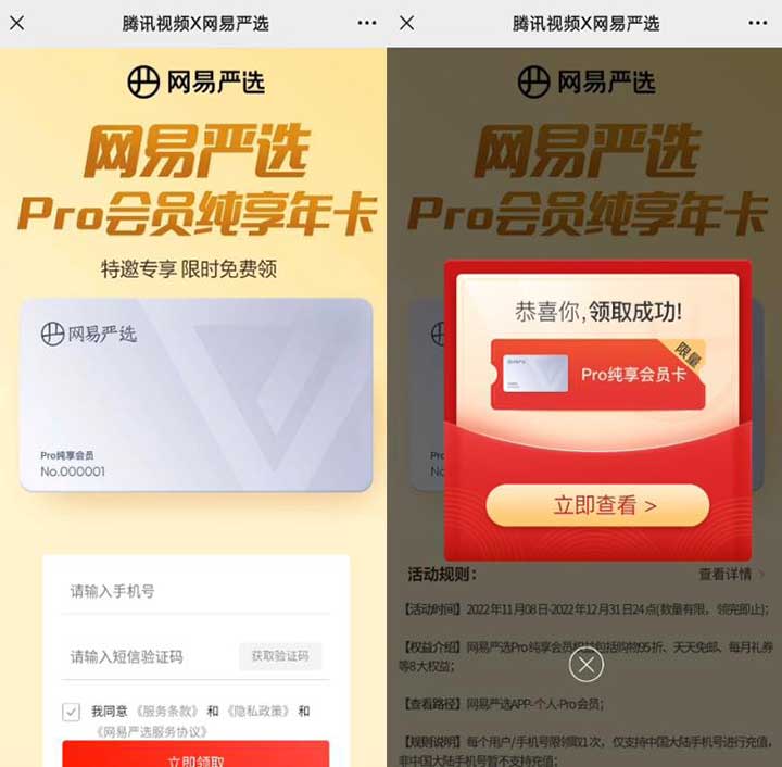 免费领网易严选pro会员年卡 无门槛领取秒到卡包-全民淘