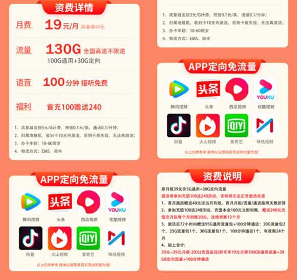 图片[2]-【电信天讯卡】19元/月：100G全国流量+30G定向+100分钟语音，电信王炸套餐！-全民淘