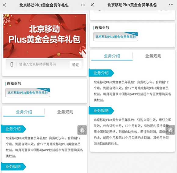 北京移动用户免费领1年Plus黄金会员年礼包 北京专享-全民淘