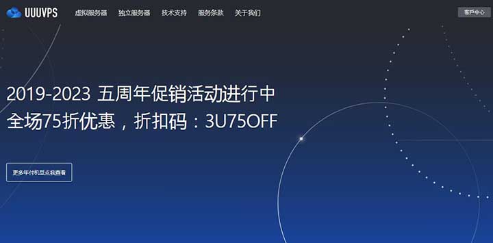 UUUVPS五周年全场75折,特价VPS年付219元起,香港/美国9929/4837/CN2等-全民淘