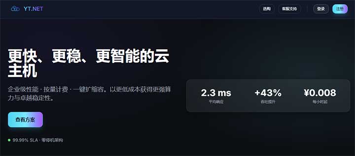 YT.NET：115.2元/年/1GB内存/10GB SSD空间/500GB流量/200Mbps-800Mbps端口/KVM/香港CMI-全民淘